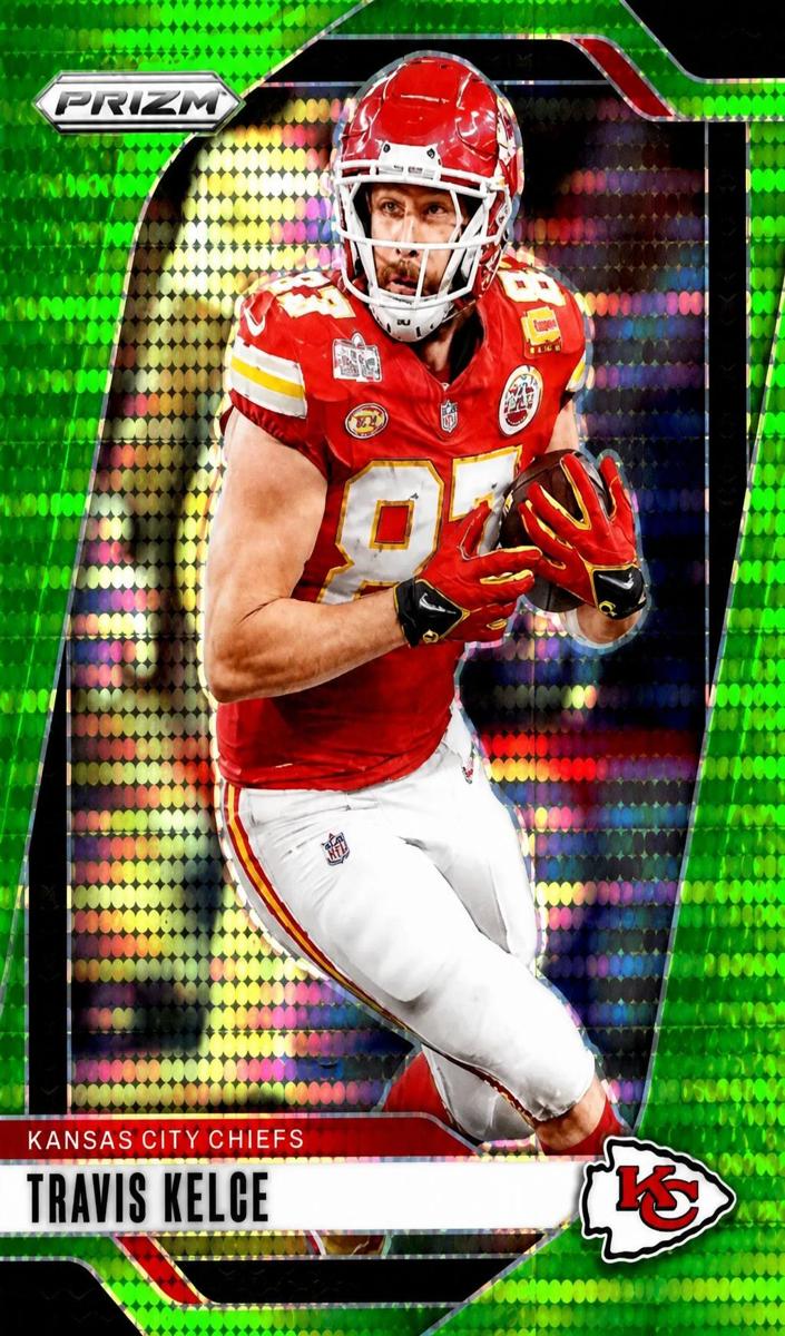 2023 Panini Prizm Football Neon Green Pulsar Travis Kelce #151