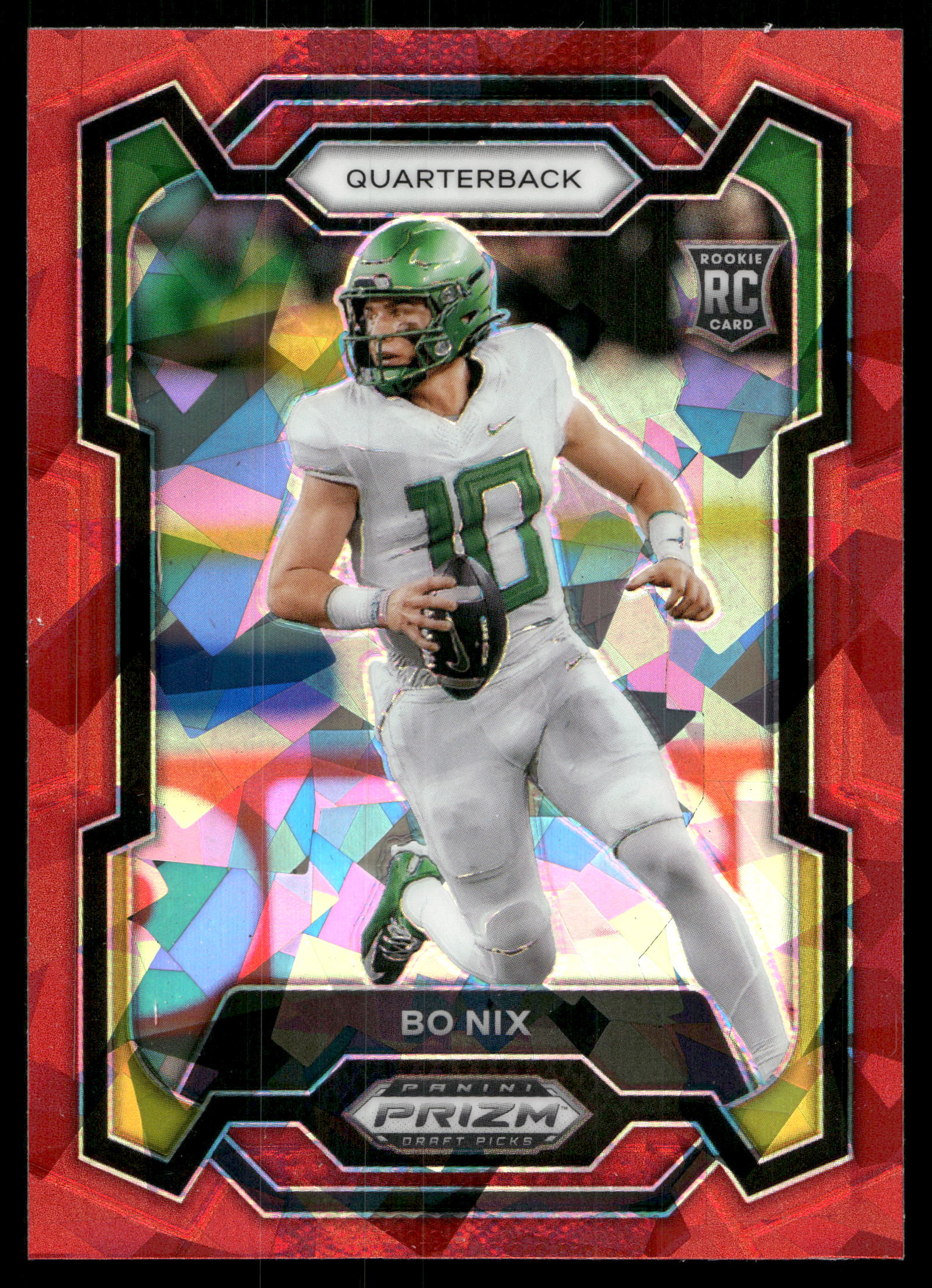 2024 Panini Prizm Draft Picks Football Red Ice Bo Nix #105 PSA 10