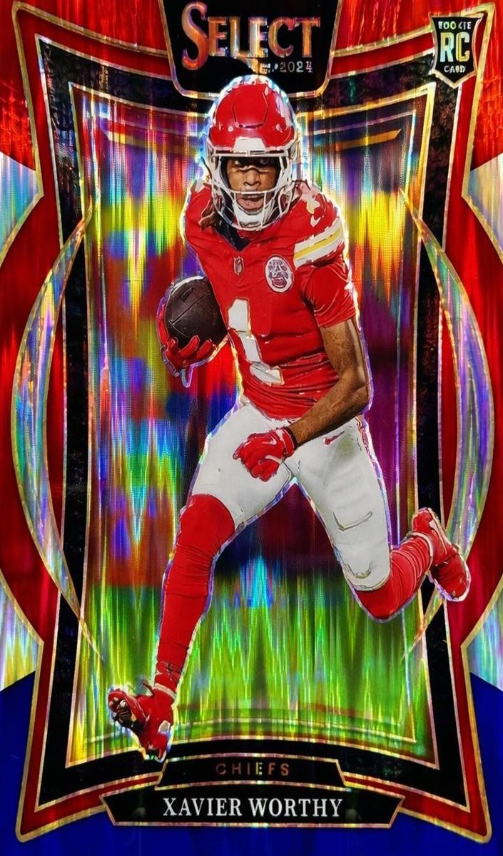 2024 Panini Select Football Red and Blue Shock Xavier Worthy #32 PSA 10