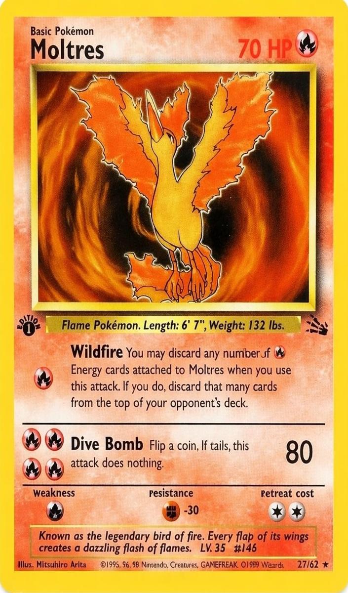 1999 Pokemon Fossil 1st Edition Moltres #27