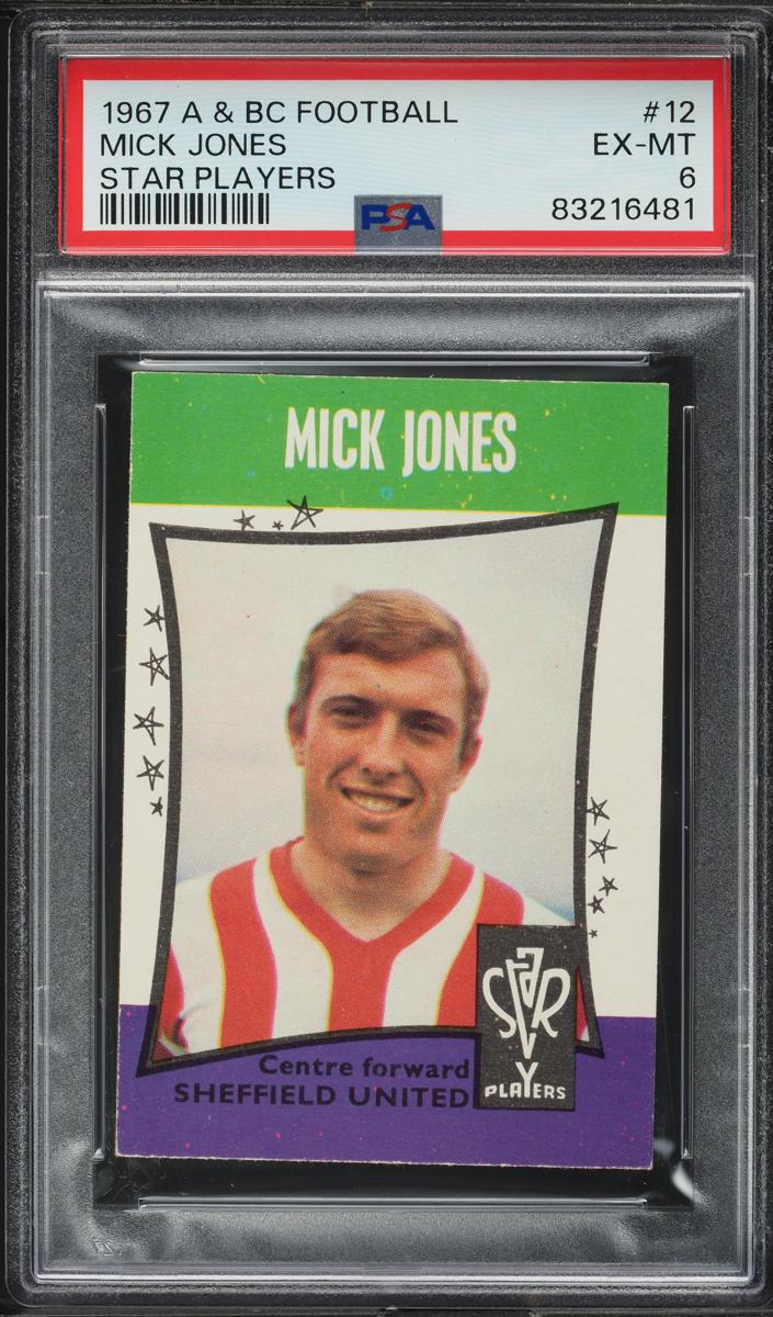1967 A & BC Football Star Players Soccer Mick Jones #12 PSA 7