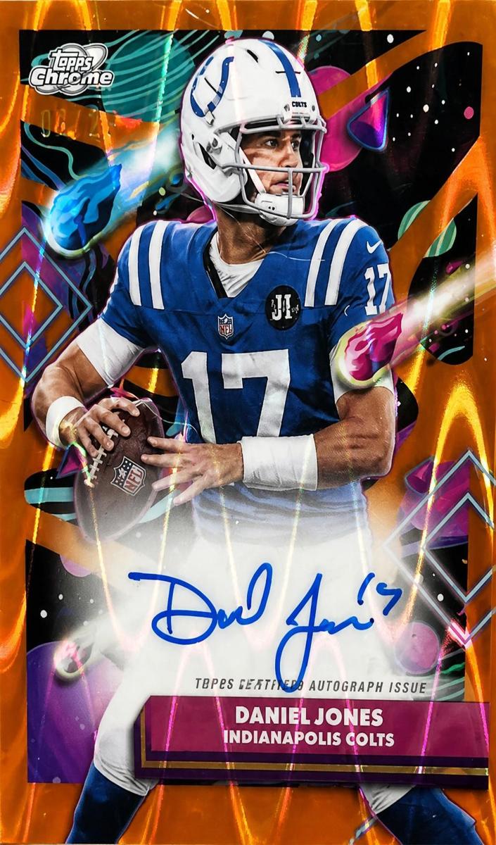 2025 Topps Cosmic Chrome Football Orange Galactic Refractor Daniel Jones #CCA-DJO