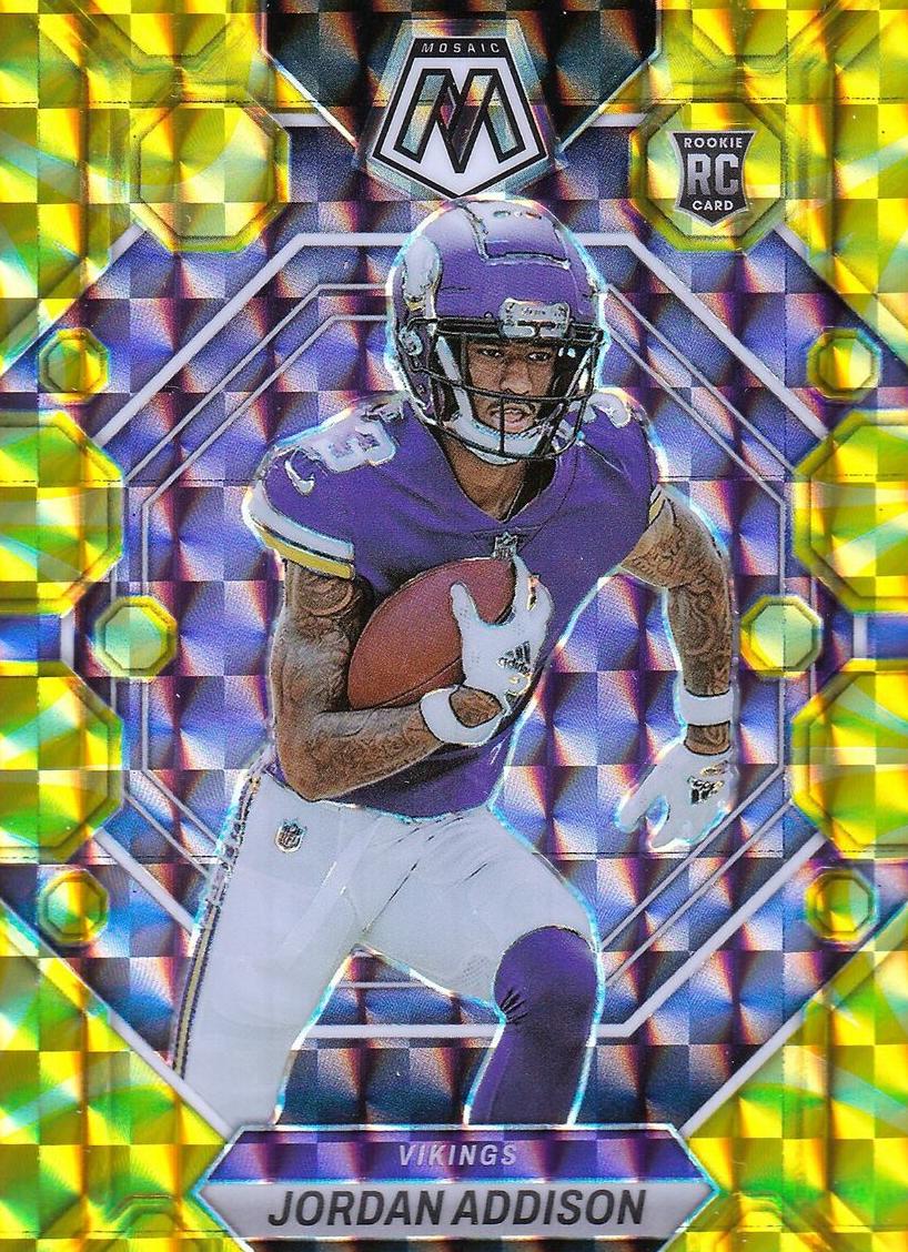 2023 Panini Mosaic Football Reactive Yellow Jordan Addison #337 PSA 9