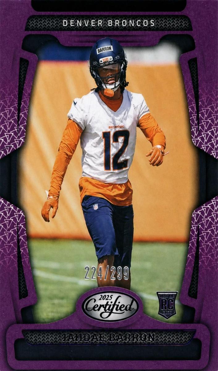 2025 Panini Certified Football Mirror Purple Jahdae Barron #188