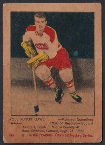 1951 Parkhurst Hockey Ross Robert Lowe #18