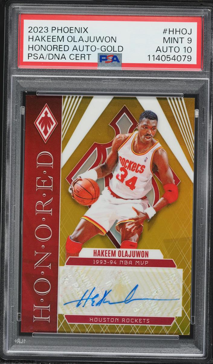 2023 Panini Phoenix Basketball Gold Hakeem Olajuwon #H-HOJ PSA 9
