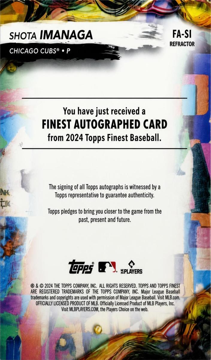 2024 Topps Finest Baseball Refractor Shota Imanaga #FA-SI