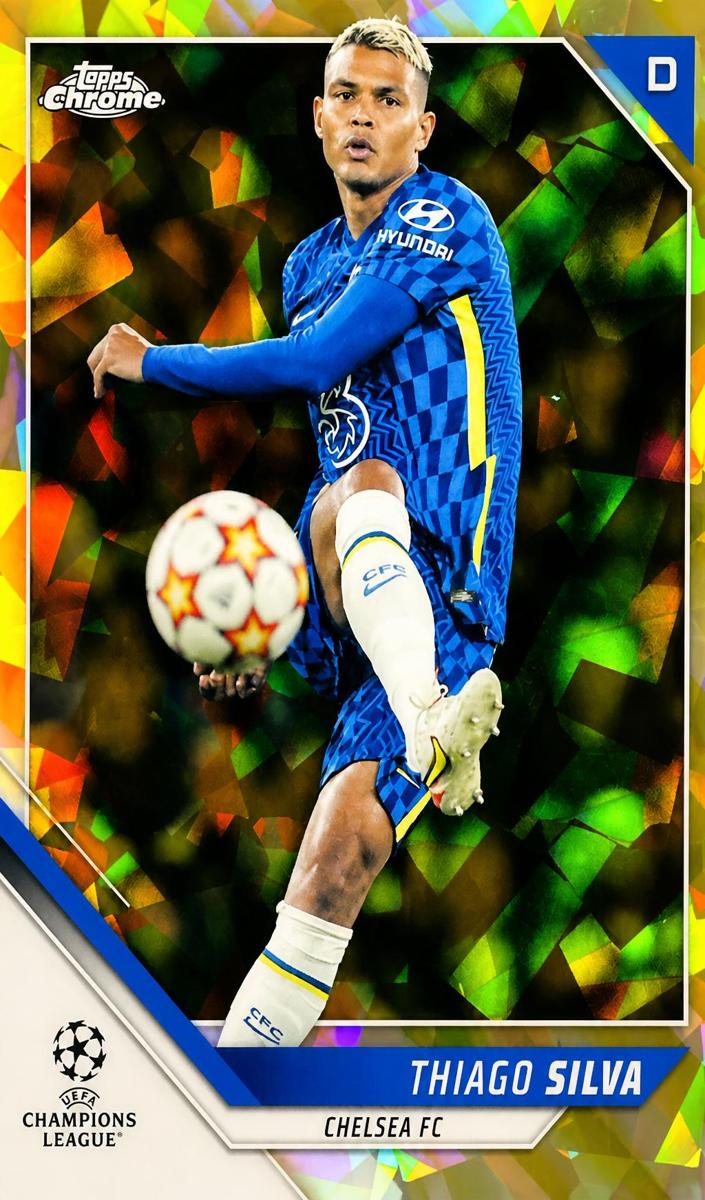 2021 Topps Chrome Sapphire UEFA Champions League Soccer Yellow Thiago Silva #5
