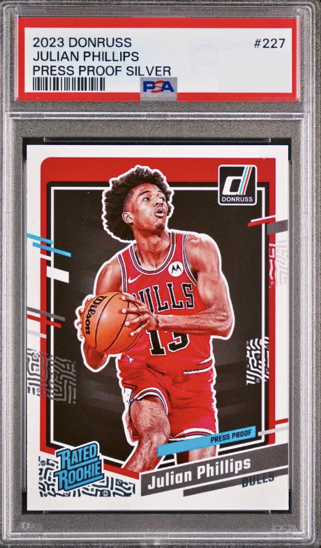 2023 Panini Donruss Basketball Press Proof Silver Julian Phillips #227 PSA 8