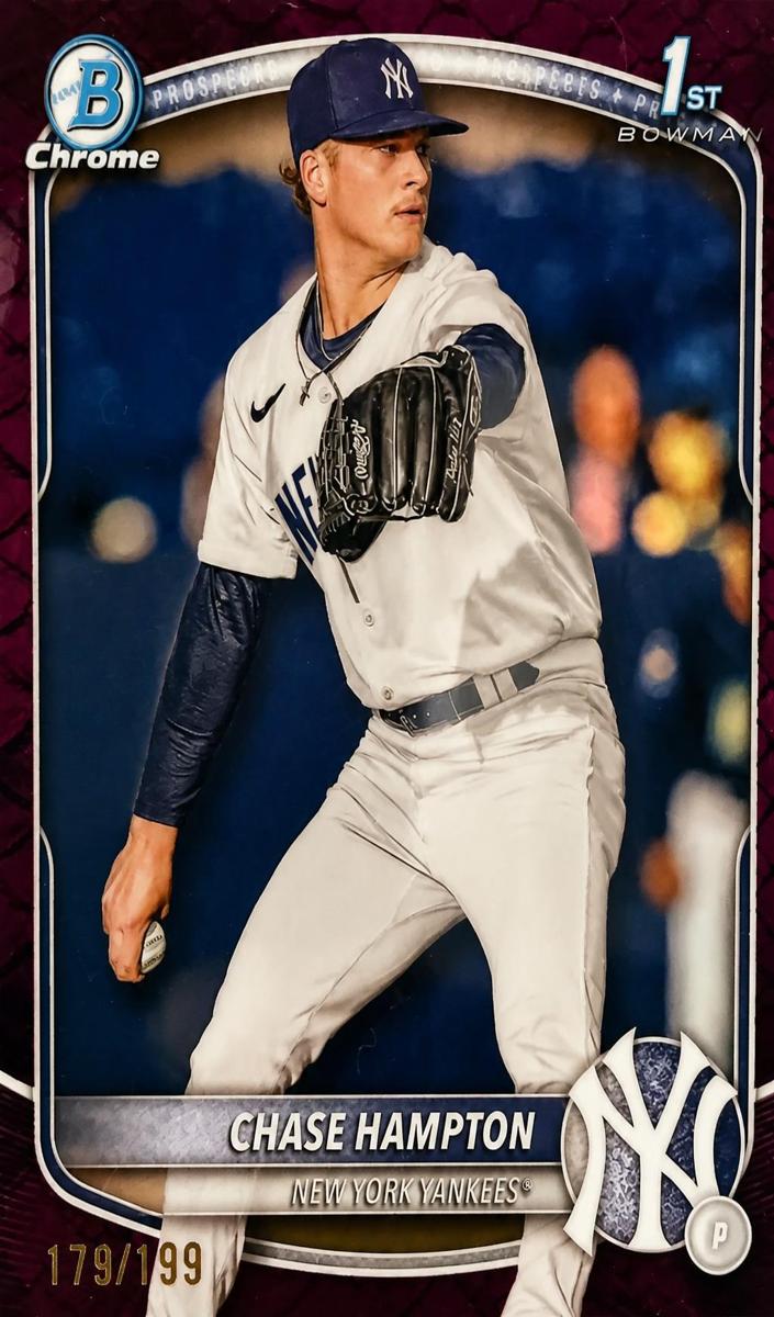 2025 Bowman Chrome Prospects Baseball Reptilian Fuchsia Chase Hampton #BCP-57