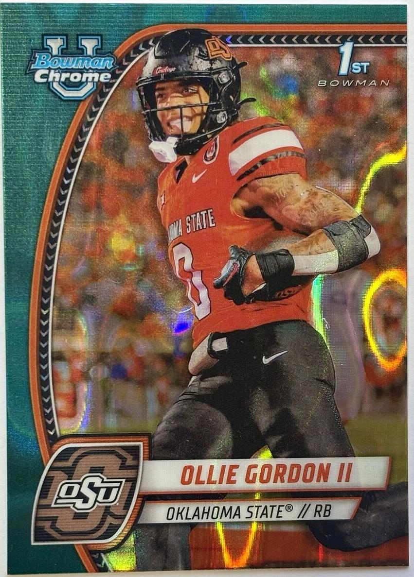 2024 Bowman Chrome University Football Green Lava Refractor Ollie Gordon II #197