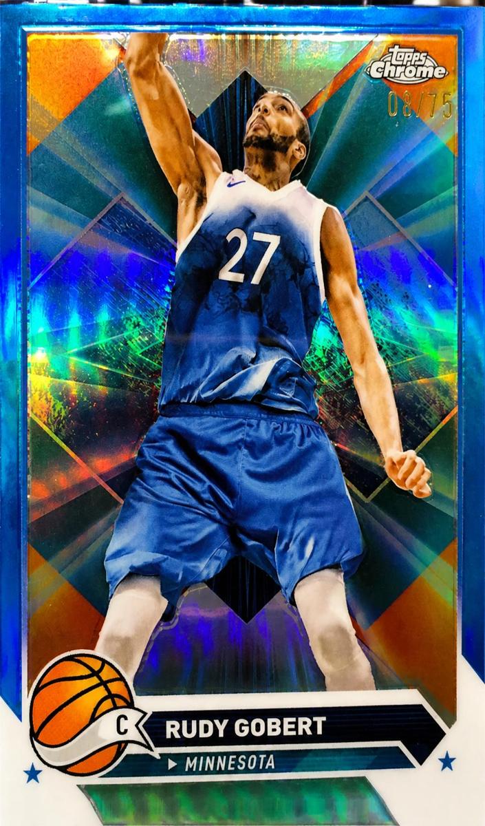 2023 Topps Chrome Basketball Blue Refractor Rudy Gobert #38