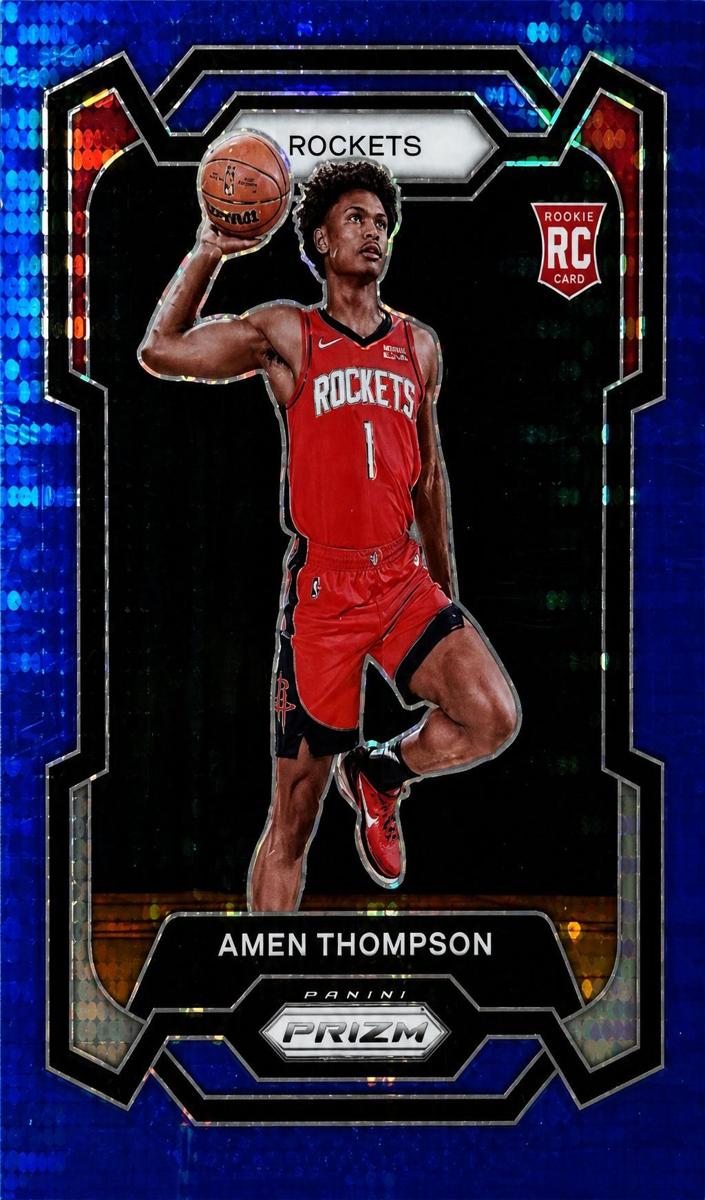 2023 Panini Prizm Basketball Blue Seismic Amen Thompson #150 PSA 9