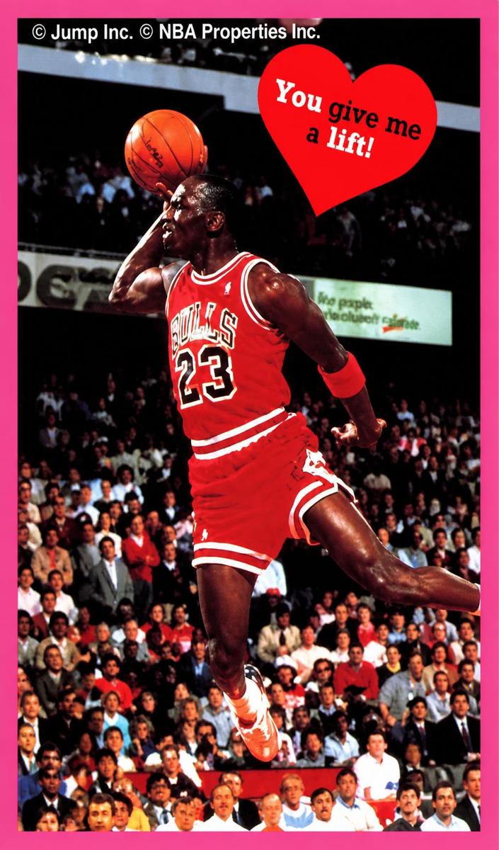 1991 Cleo Michael Jordan Valentines Basketball Pink Border-Hand Cut Michael Jordan #null