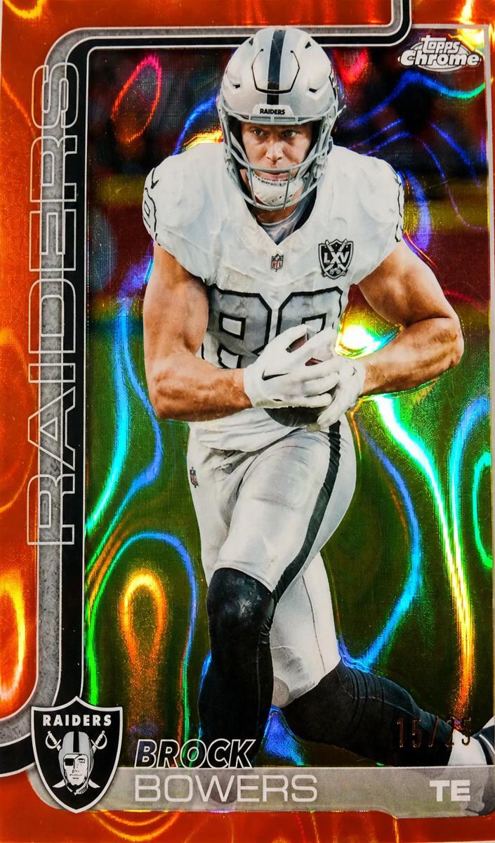 2025 Topps Chrome Football Orange Lava Refractor Brock Bowers #178