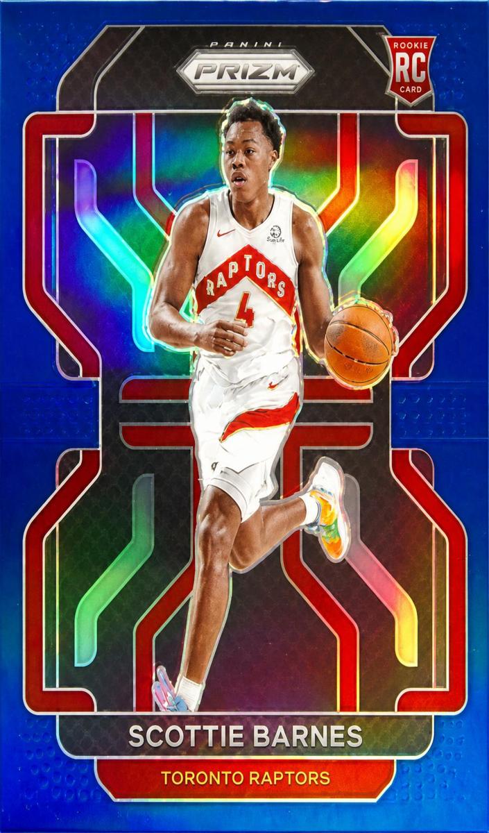 2021 Panini Prizm Basketball Prizms Blue Scottie Barnes #320 PSA 8.5