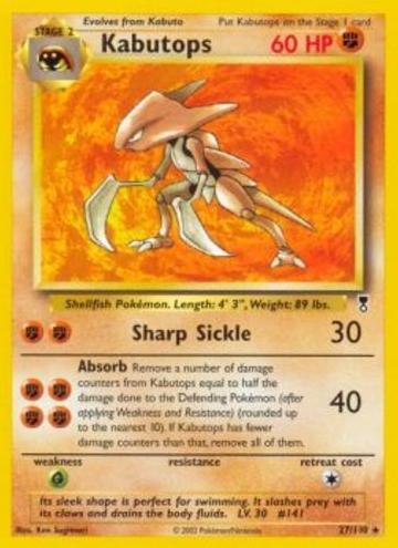 2002 Pokemon Legendary Collection Kabutops #27