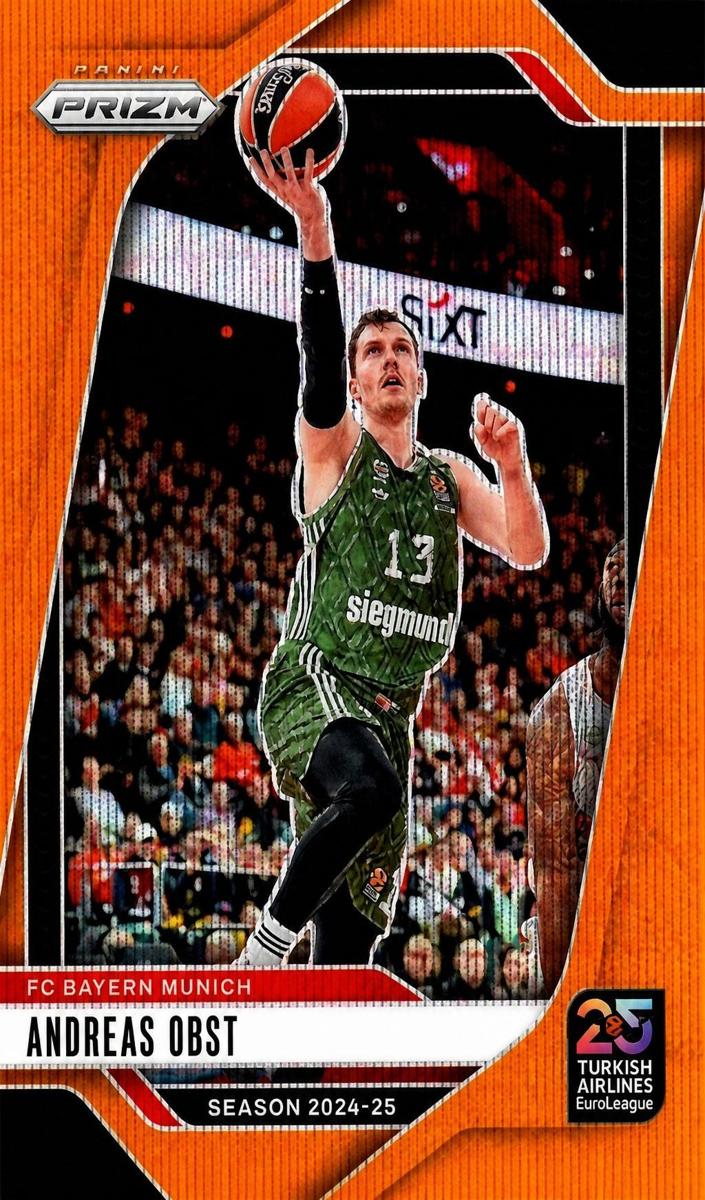 2024 Panini Prizm Turkish Airlines EuroLeague Basketball Orange Wave Andreas Obst #138