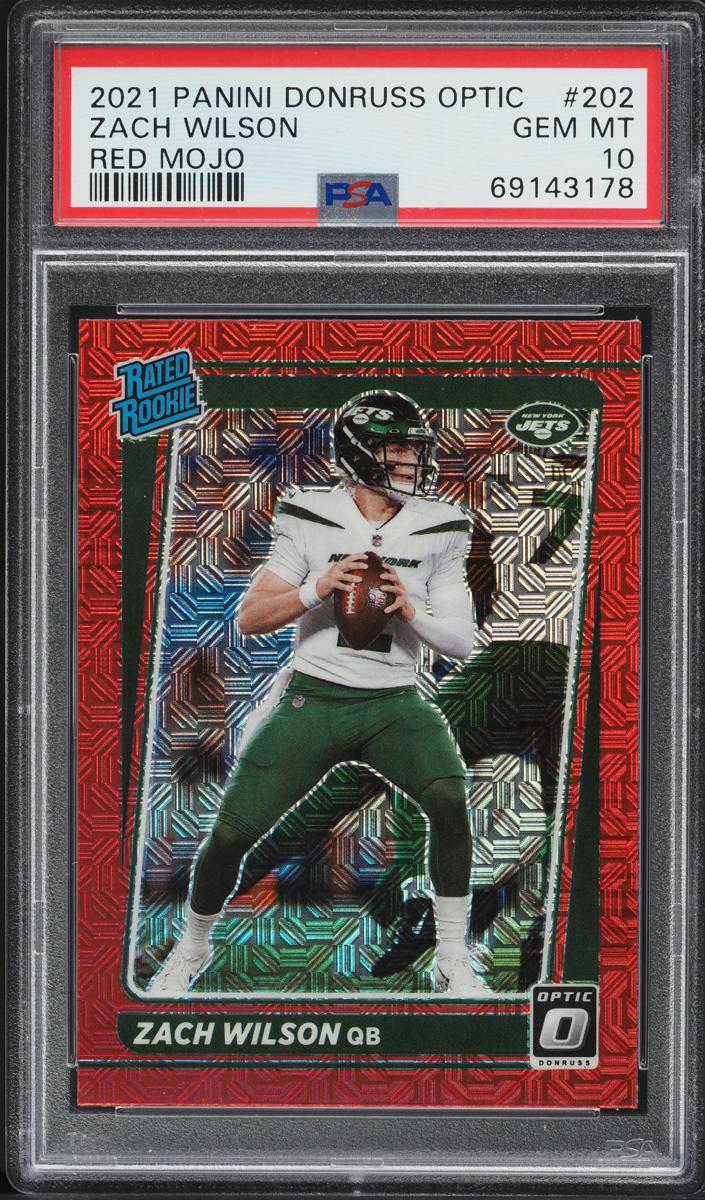 2021 Donruss Optic Football Red Mojo Zach Wilson #202 PSA 9