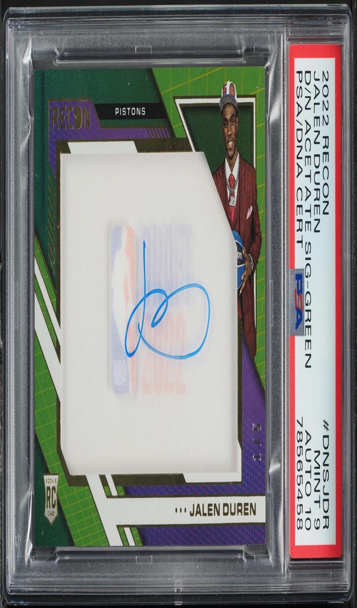 2022 Panini Recon Basketball Green Jalen Duren #DNS-JDR PSA 8.5