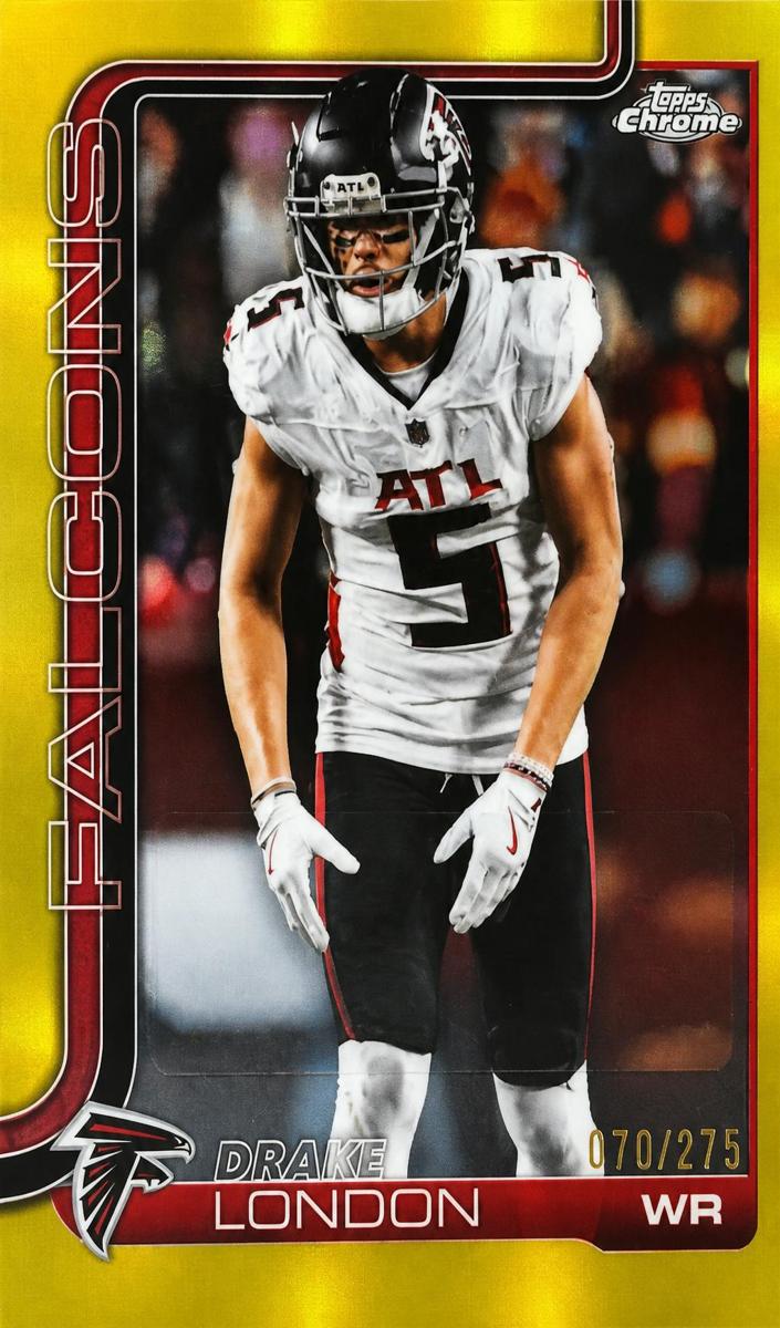 2025 Topps Chrome Football Yellow Lava Refractor Drake London #BA-DL PSA 9
