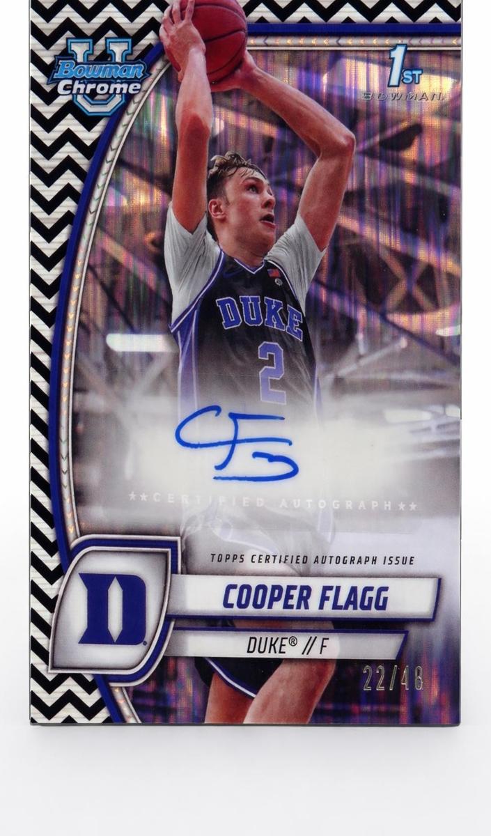 2024 Bowman Chrome University Basketball Black and White Stealth Refractor Cooper Flagg #16