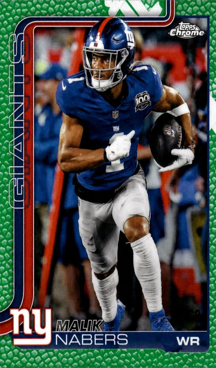 2025 Topps Chrome Football Football Leather Green Refractor Malik Nabers #225