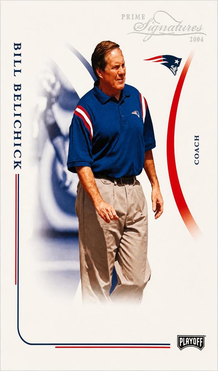 2004 Playoff Prime Signatures Football Bill Belichick #56 PSA 9