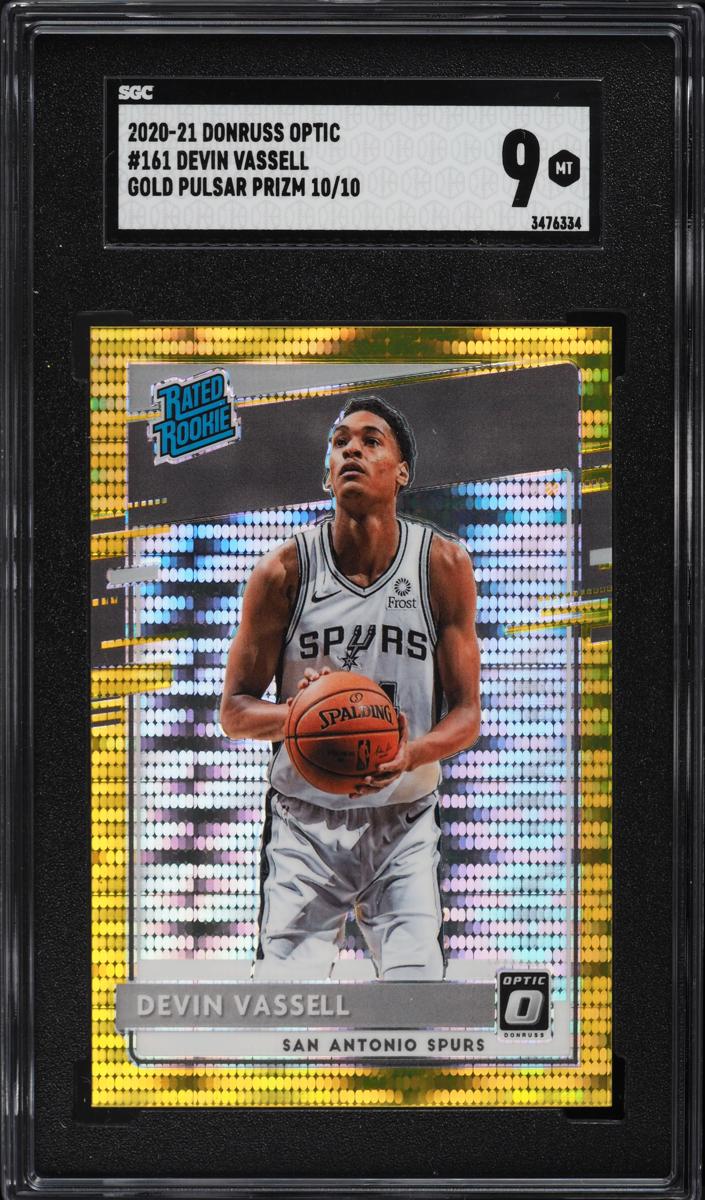 2020 Donruss Optic Basketball Gold Pulsar Devin Vassell #161 SGC 9