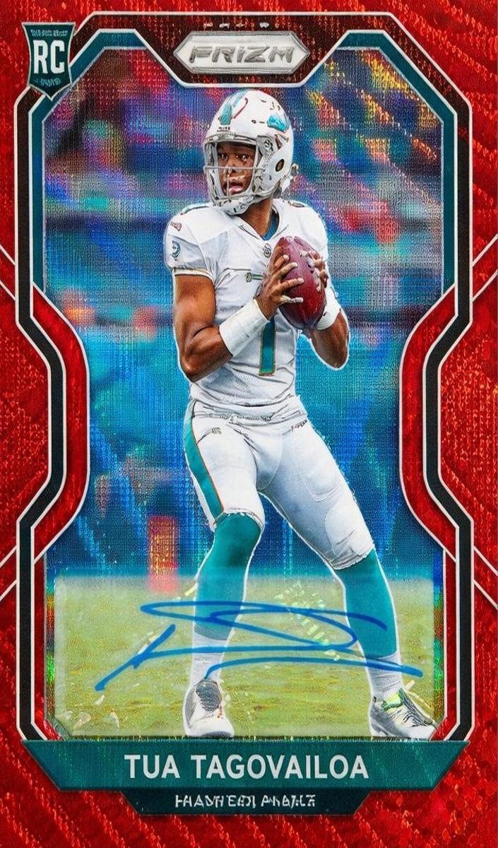 2020 Panini Prizm Football Red Wave Tua Tagovailoa #339
