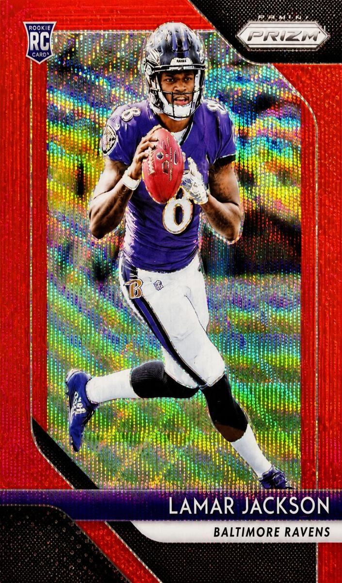 2018 Panini Prizm Football Red Wave Lamar Jackson #212
