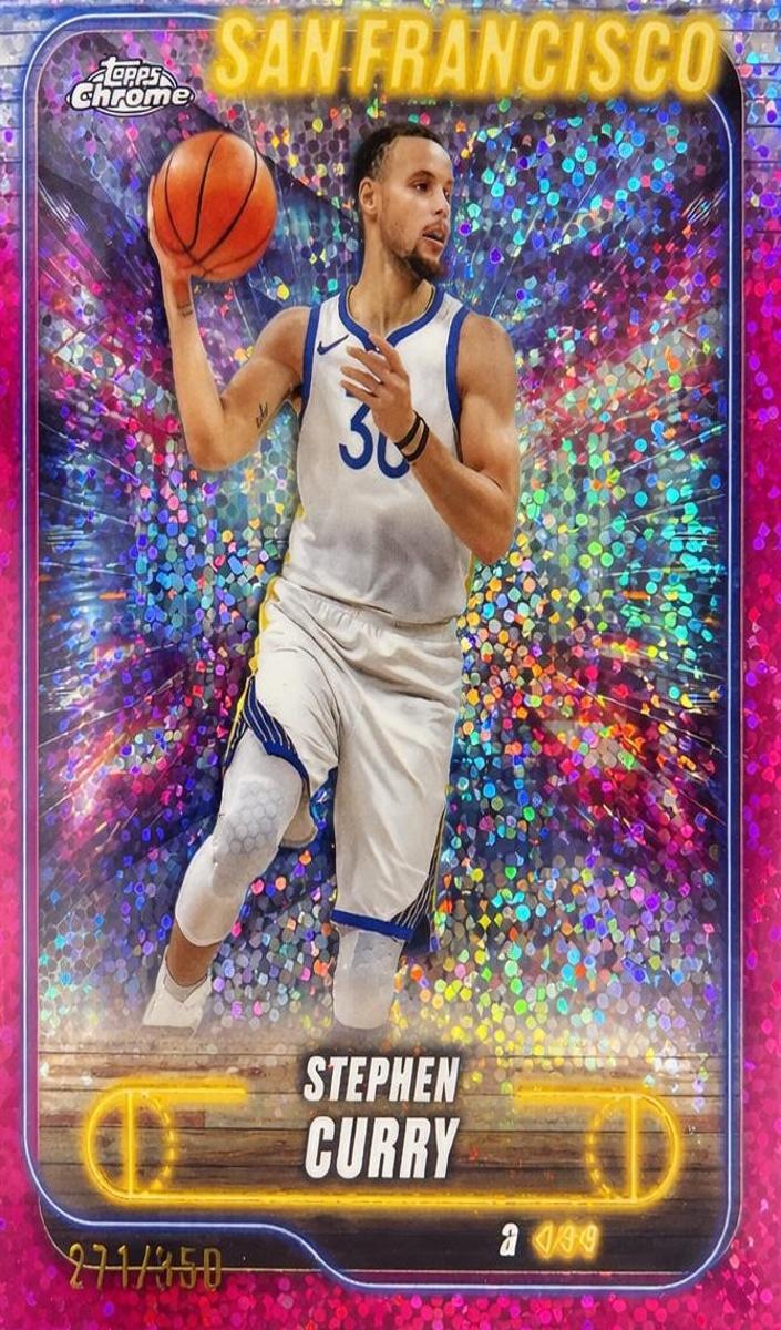 2024 Topps Chrome Basketball Magenta Speckle Refractor Stephen Curry #187