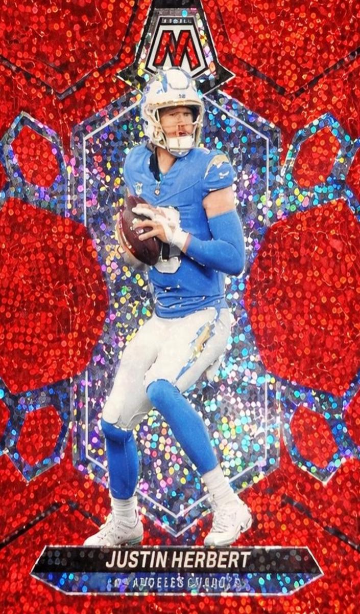 2024 Panini Mosaic Football Red Sparkle Justin Herbert #120