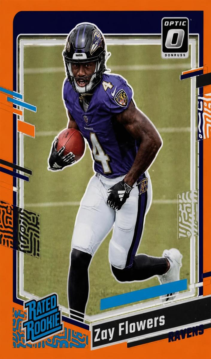 2023 Donruss Optic Football Orange Zay Flowers #210 PSA 8.5