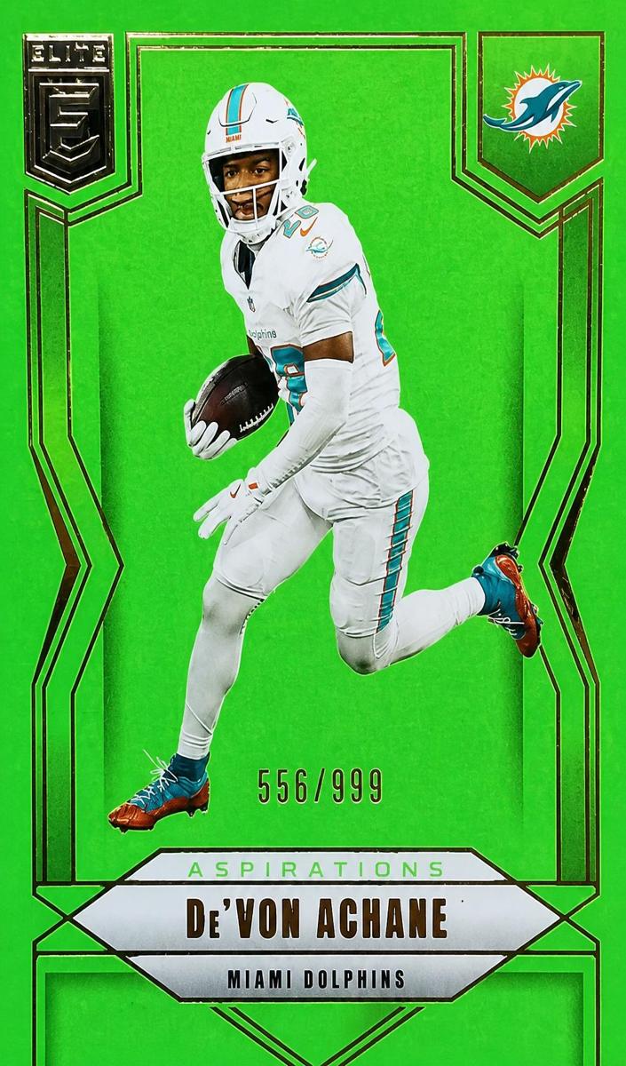 2025 Donruss Elite Football Aspirations Lime Green De'Von Achane #44