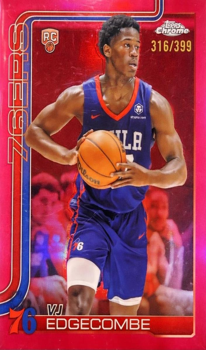2025 Topps Chrome Basketball Magenta Refractor VJ Edgecombe #253 PSA 9