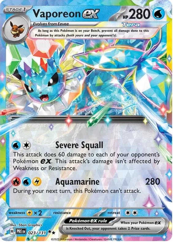 2025 Pokemon Scarlet & Violet Prismatic Evolutions Vaporeon EX #23 PSA 10