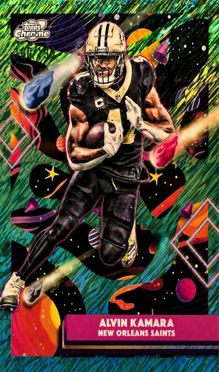 2025 Topps Cosmic Chrome Football Aqua Equinox Refractor Alvin Kamara #69