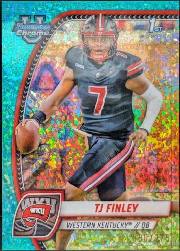 2024 Bowman Chrome University Football Aqua Mini Diamond Refractor TJ Finley #191