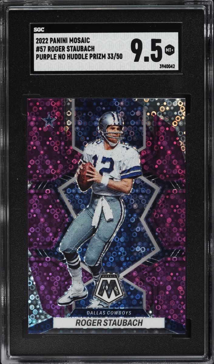 2022 Panini Mosaic Football No Huddle Purple Roger Staubach #57 SGC 9