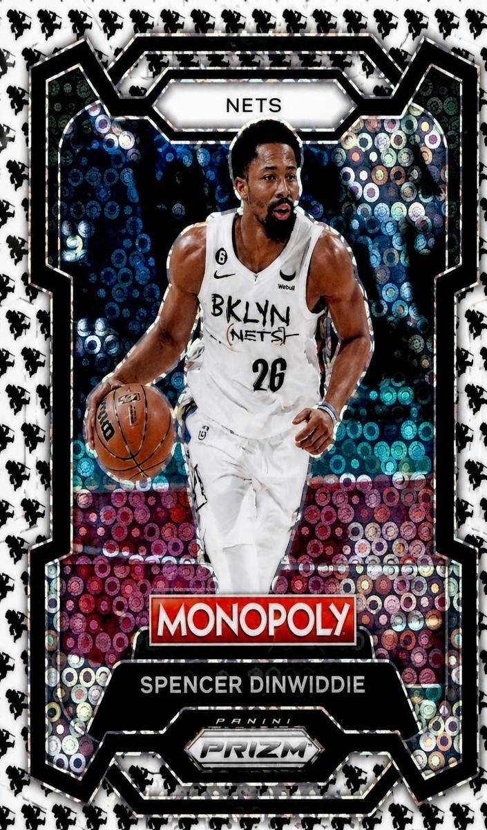 2023 Panini Prizm Monopoly Basketball Monopoly Man Black and White Spencer Dinwiddie #11