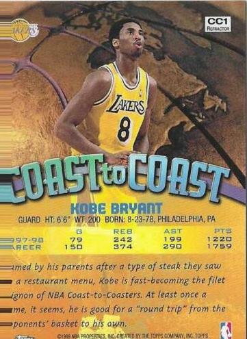 1998 Topps Chrome Basketball Refractor Kobe Bryant #CC1 PSA 10