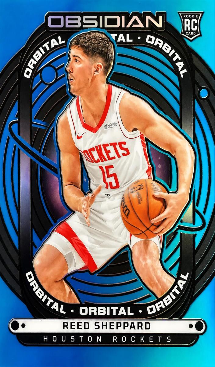 2024 Panini Obsidian Basketball Electric Etch Blue Flood Reed Sheppard #18