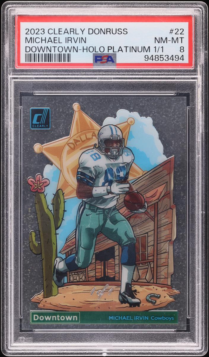 2023 Panini Clearly Donruss Football Holo Platinum Michael Irvin #22 PSA 7.5