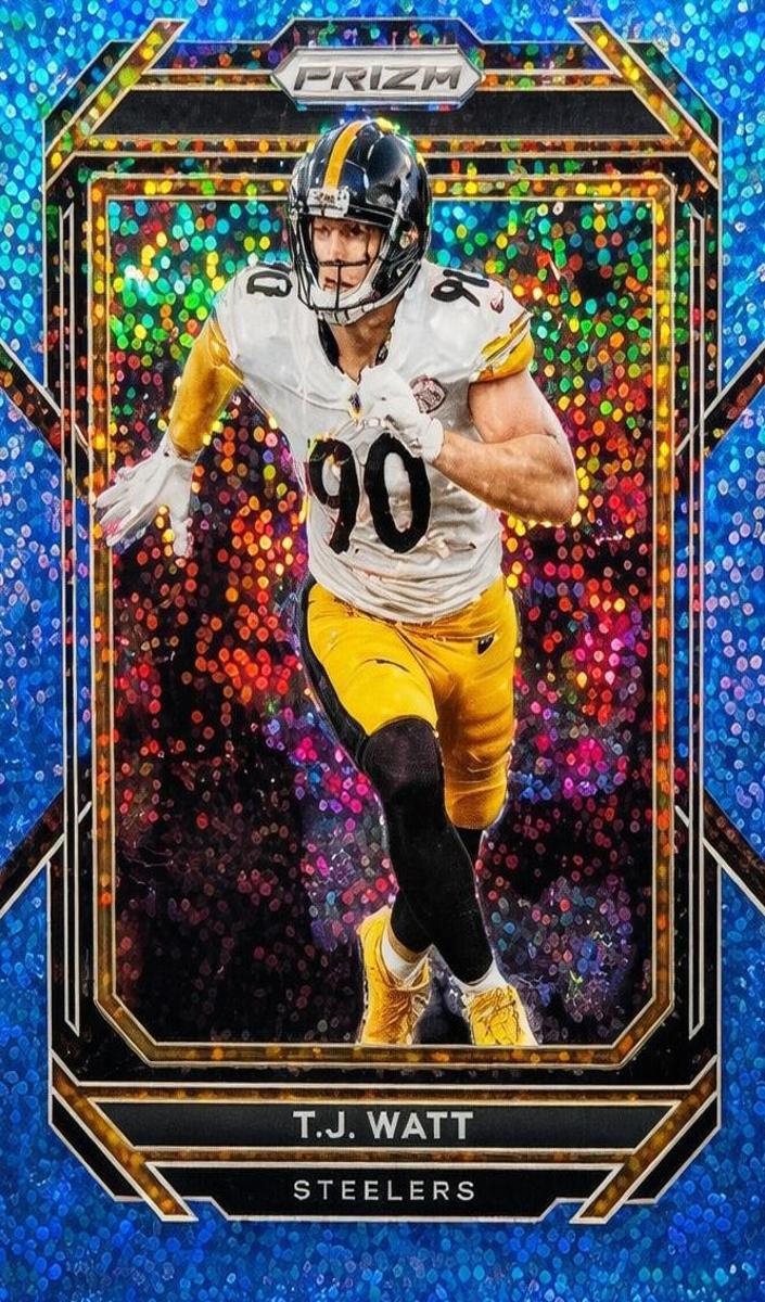 2022 Panini Prizm Football Blue Sparkle T.J. Watt #249 PSA 9
