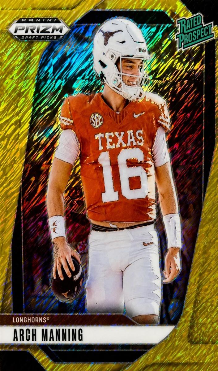 2025 Panini Prizm Draft Picks Football Gold Shimmer Arch Manning #166