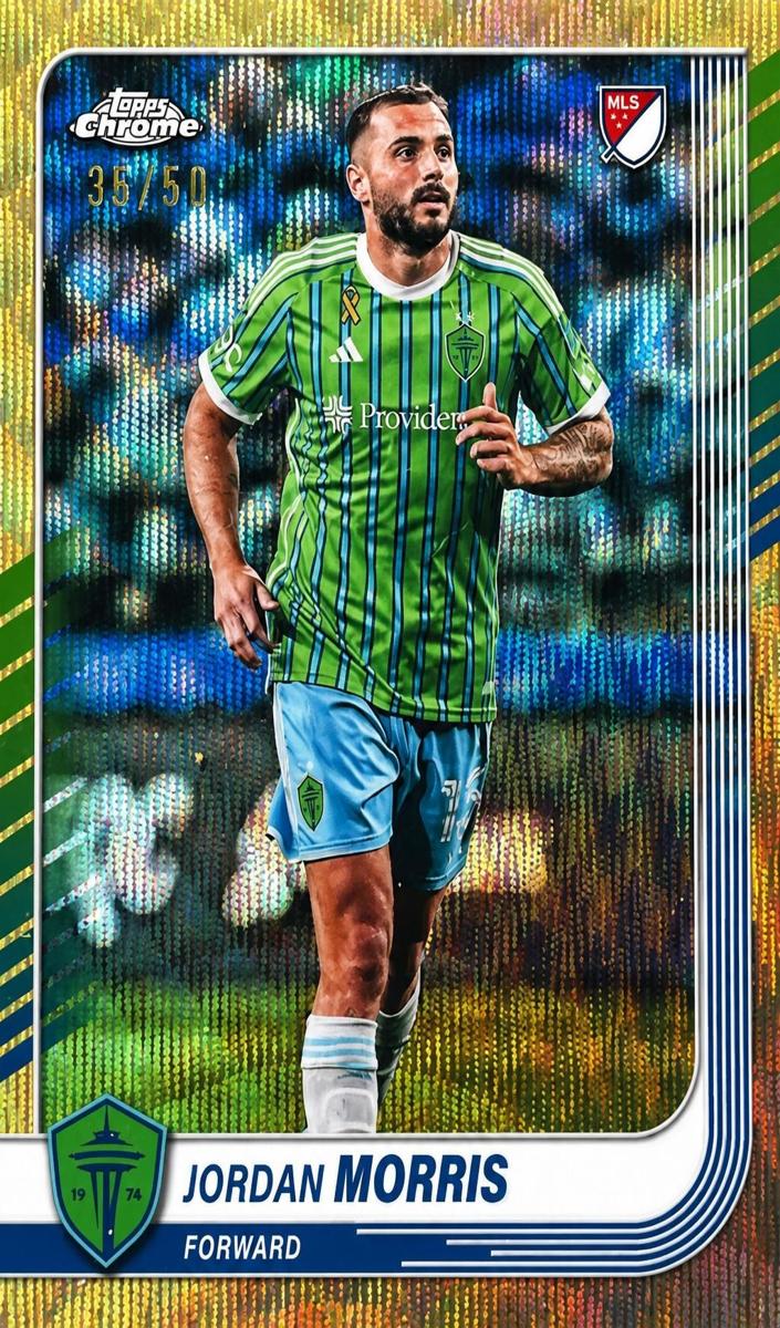2025 Topps Chrome MLS Soccer Gold Wave Refractor Jordan Morris #125