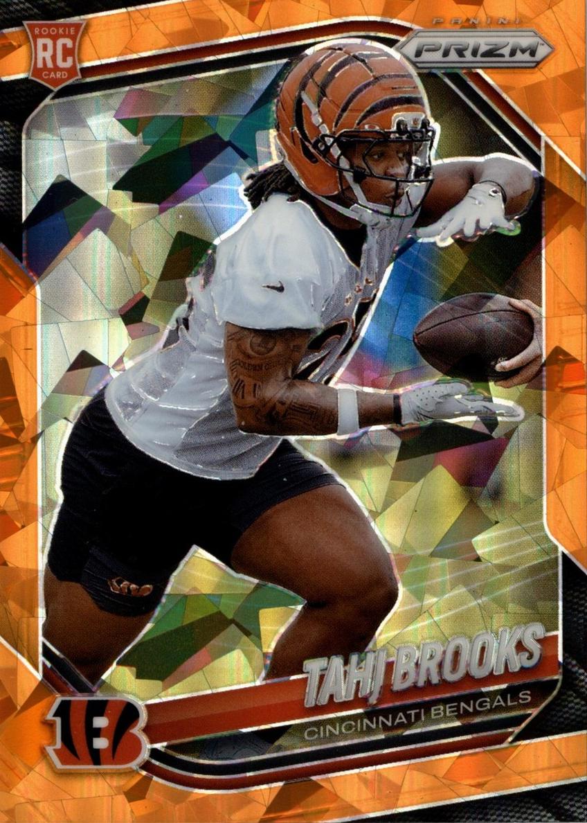 2025 Panini Prizm Football Orange Ice Tahj Brooks #335