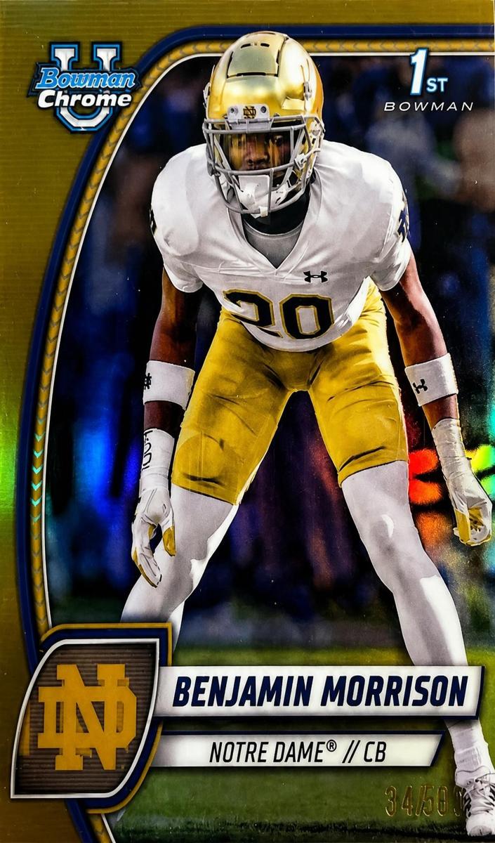 2024 Bowman Chrome University Football Orange Refractor Benjamin Morrison #20
