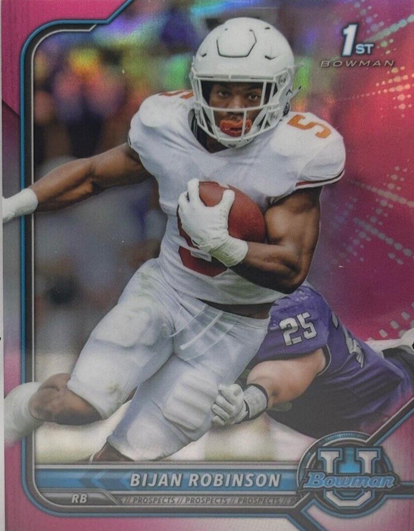 2021 Bowman University Football Pink Refractor Bijan Robinson #31 PSA 8.5